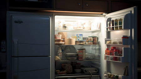 Refrigerator full of food. High resolution.の素材