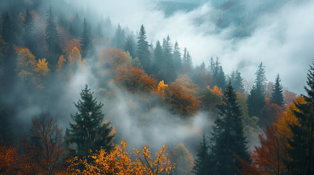 Autumn Fog in Black Forest, Landscapeの素材