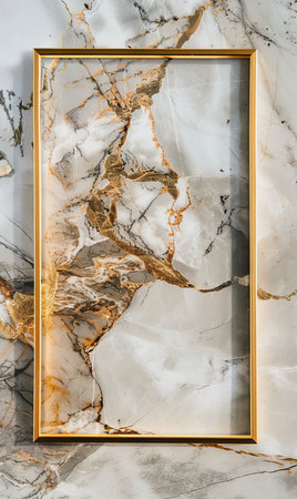 Golden frame on marble backgroundの素材