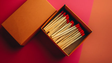 Box of matches on a colors backgroundの素材
