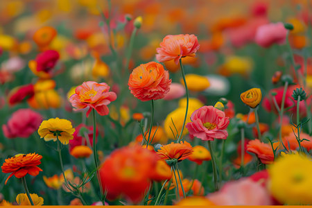 Poppies and daisies in the meadow in summerの素材