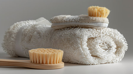 Photo of towels and brushの素材