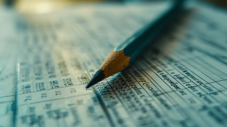 Test score sheet with pencilの素材