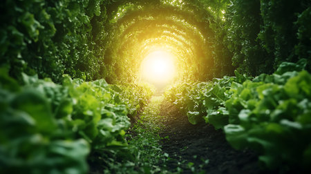 Green fresh lettuce growing in the vegetable gardenの素材