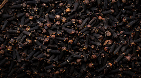 Cloves in a wooden bowl on a wooden tableの素材