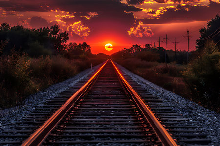Railway at sunsetの素材