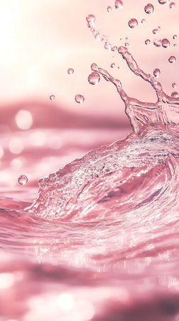 Pink water on abstract bokeh backgroundの素材