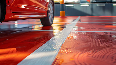 Car parking in the underground parking lot. Closeup viewの素材
