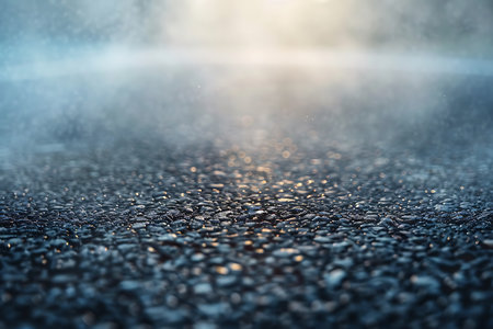 Close up of asphalt road with rain drops. Abstract background textureの素材