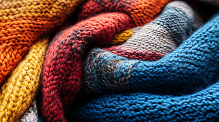 Soft Knitted Wool Scarf with Cozy Texture and Space for Textの素材