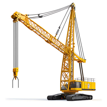 Working crane isolated on white backgroundの素材