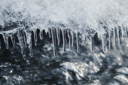 Frozen raindrops captured in motion, close-up water texture backgroundの素材