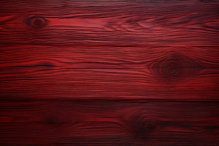 A striking close-up features three horizontal wooden planks stained a deep red color. The grain is visible, along with knot details that add to the rustic charm of the image.の素材