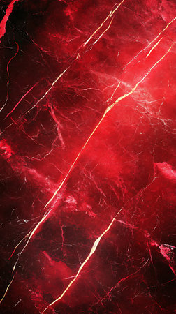 A vibrant deep red marble background with intricate golden veins creating an opulent and captivating texture. Perfect for adding a luxurious and modern touch.の素材