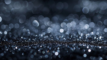 Black shiny glitter background. Black bokeh of lightsの素材