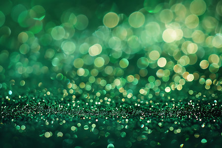 Abstract green glitter sparkle background with bokeh lightsの素材