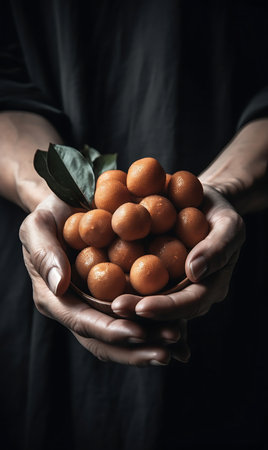 Fresh Longan. Hand holding Longan fruitsの素材