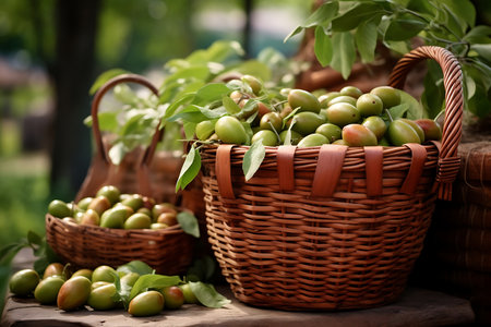 Fresh Jujubes in a basket. Ripe Jujube fruitの素材