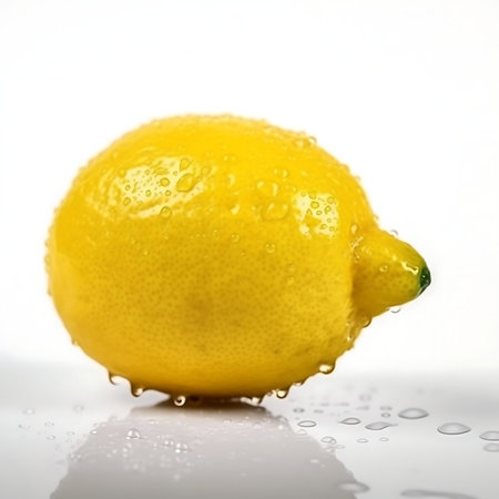 Lemon with water drops on white background, Fresh Lemonの素材