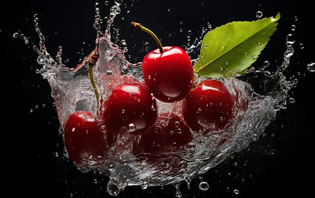 Fresh Cherry and splash of waterの素材