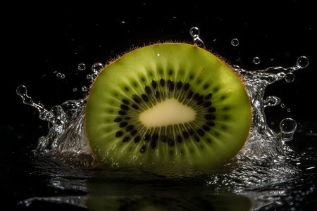 Water splashing on Kiwi. Fresh Kiwiの素材