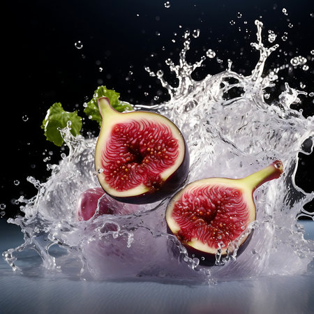 Fig and splash of water. Fresh Figの素材