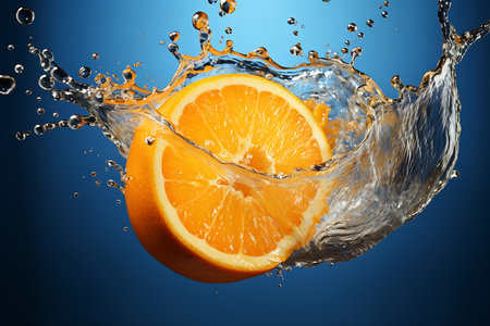 Fresh Orange and splash of waterの素材