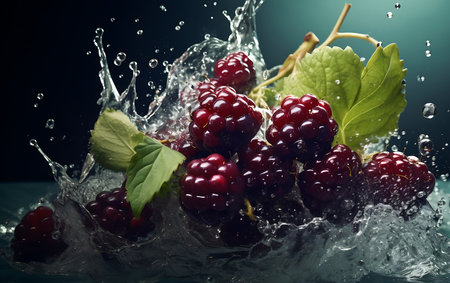 Fresh Mulberry and splash of waterの素材
