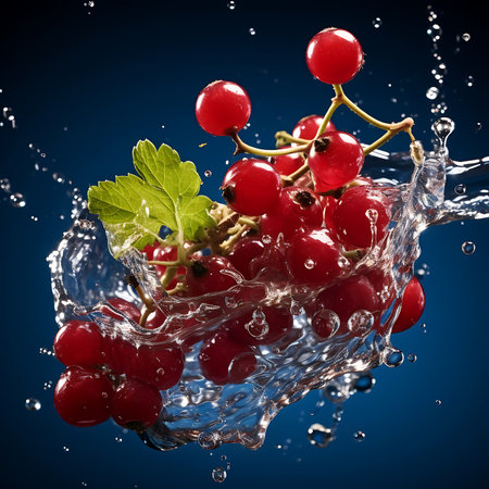 Water splashing on Currant. Fresh Currantの素材