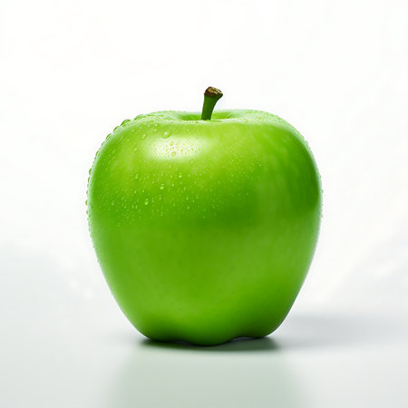 Green apples fruit on white backgroundの素材