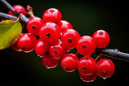 Cranberry on a tree in the orchard. Fresh Cranberry fruitsの素材