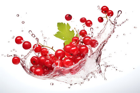 Hawthorn Berry with water splashing isolated on white backgroundの素材