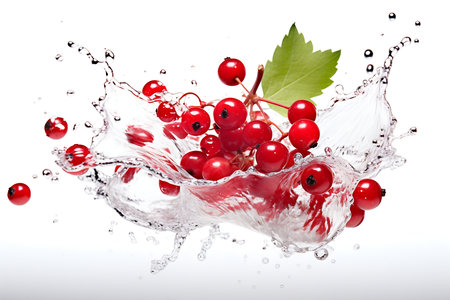 Fresh Hawthorn Berry and splash of water on white backgroundの素材