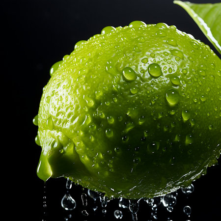 Lime covered with water dropsの素材