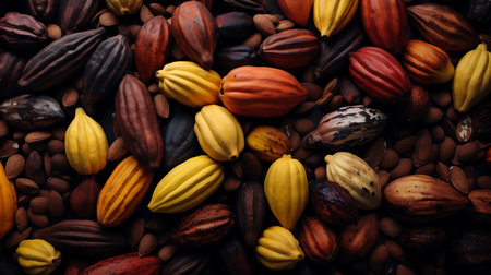 Fresh ripe Cacaos as backgroundの素材