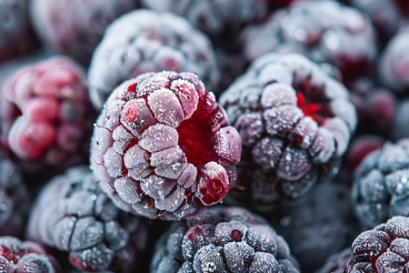 Close up frozen berries as backgroundの素材