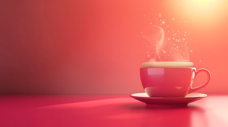 Coffee cup on colors backgroundの素材