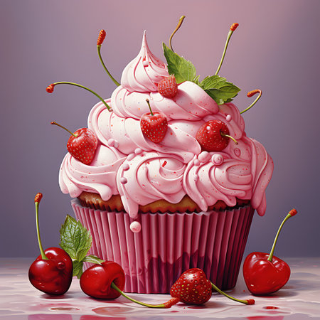 Colorful cupcake with cream and chocolateの素材