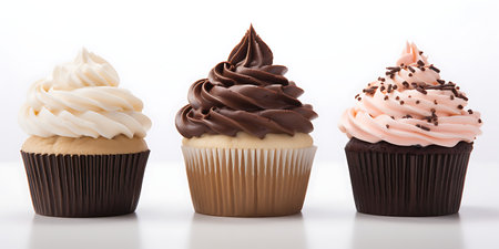 Cupcakes isolated on white backgroundの素材