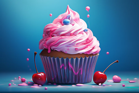 Colorful cupcake with cream and chocolateの素材