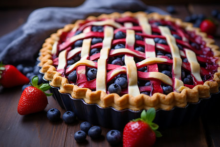 Strawberry and blueberry tart with fresh berriesの素材