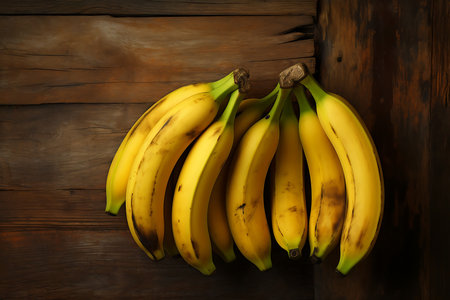 Bananas on wooden background. Fresh Banana fruitsの素材