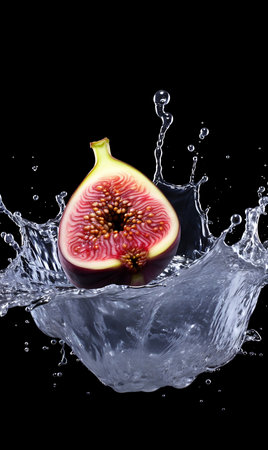Water splashing on Fig. Fresh Figの素材