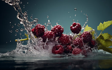Fresh Mulberry and splash of waterの素材