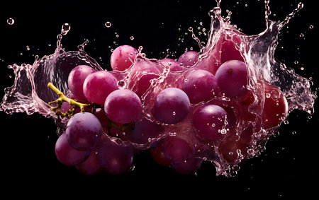 Water splashing on Grapes. Fresh Grapesの素材