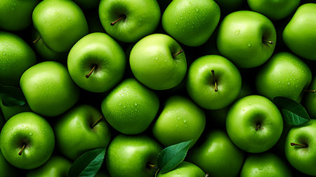 Fresh Green apples as background. Fresh Green applesの素材