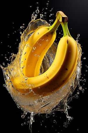 Fresh Banana and splash of waterの素材