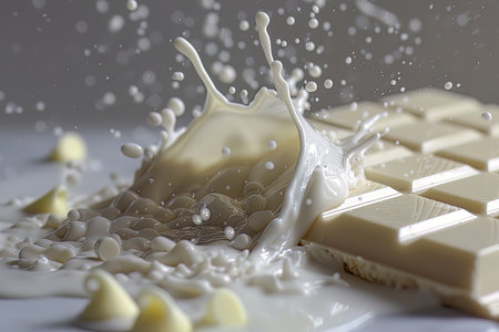 Milk splash with chocolate piecesの素材