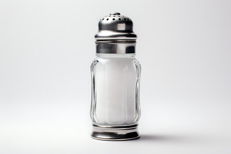 Salt shaker isolated on gray backgroundの素材