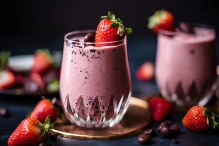 Strawberry milkshake in a glassの素材